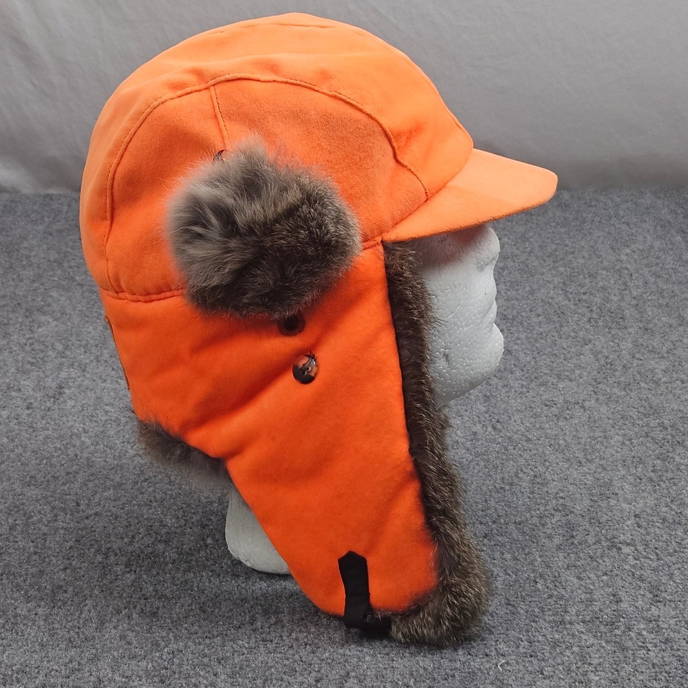 Mad Bomber Blaze Orange‎ Trapper Hat Size M Faux Fur Ear Flap Hunting Outdoor - Picture 5 of 9
